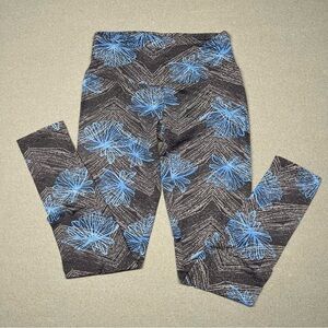 Women's Blue Floral Patterned Leggings